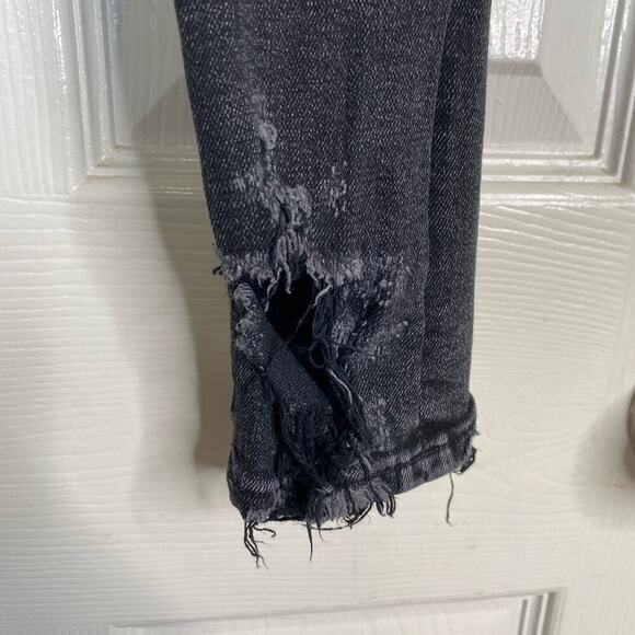 AGOLDE Sophie High Rise Skinny Crop Black Jeans Temple Distressed Hems Size 24 - Picture 6 of 10
